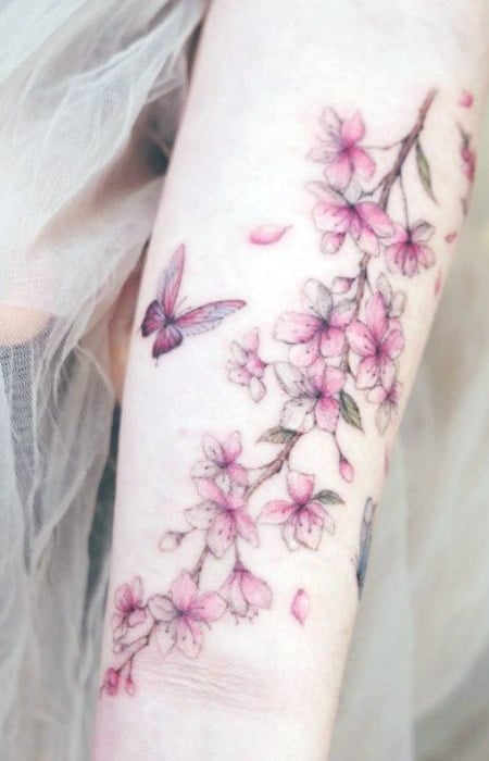 Feminine Cherry Blossom Tattoo