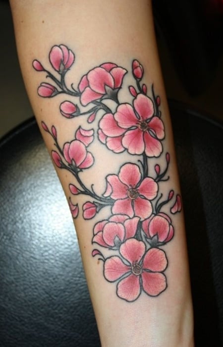 Neo Traditional Cherry Blossom Tattoo1
