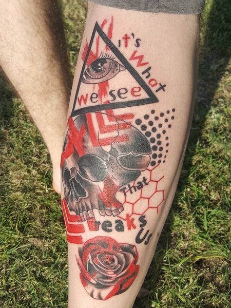 Trash Polka Calf Tattoo1