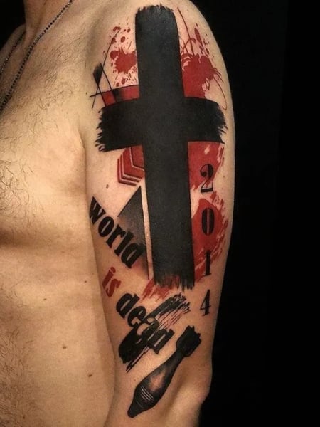 Trash Polka Cross Tattoo