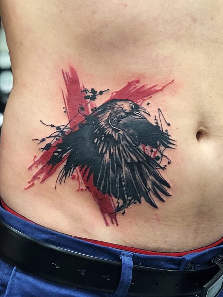 Trash Polka Crow Tattoo