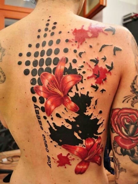 Trash Polka Flower Tattoo1