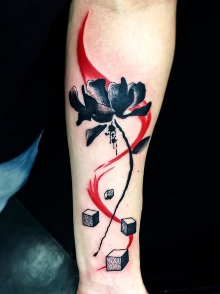 Trash Polka Flower Tattoo2