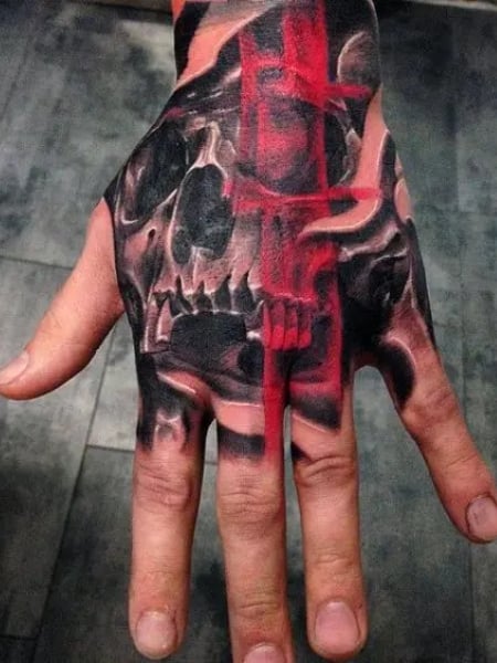 Trash Polka Hand Tattoo