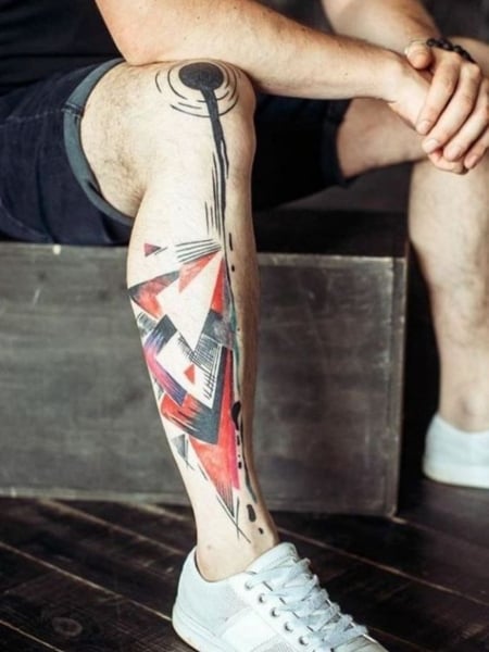 Trash Polka Leg Tattoo