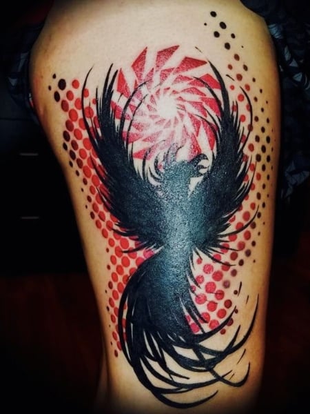 Trash Polka Phoenix Tattoo