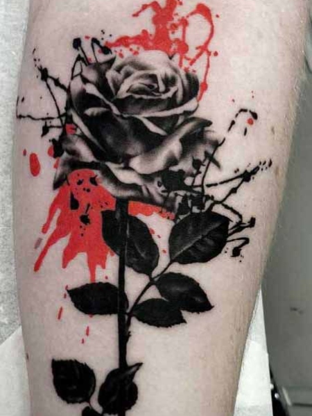 Trash Polka Rose Tattoo