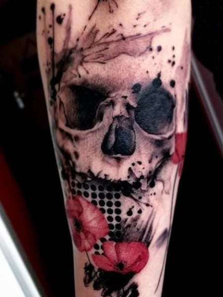 Trash Polka Skull Tattoo