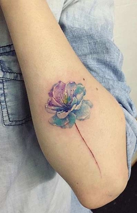 Watercolor Cherry Blossom Tattoo