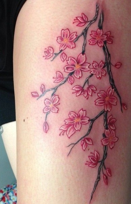 Cherry Blossom Thigh Tattoo1