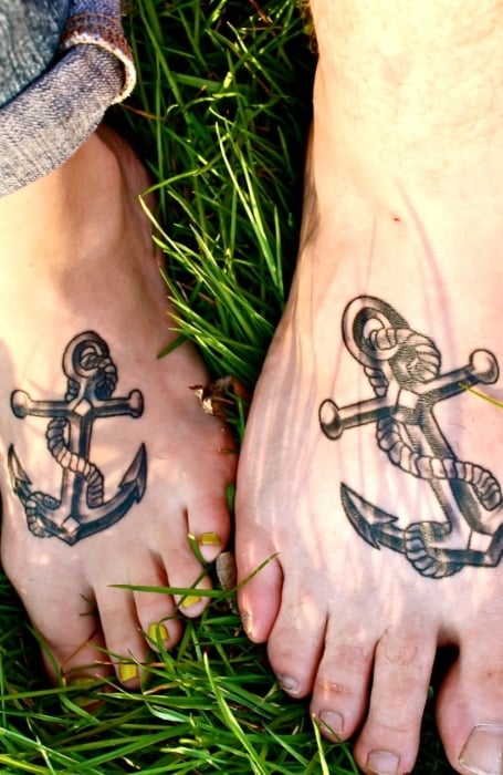 matching anchor heart tattoo