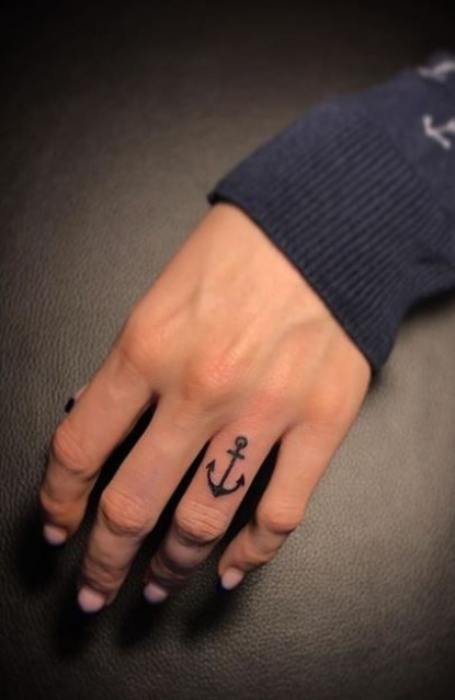 Anchor Finger Tattoo