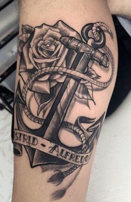 Anchor Tattoo With Flowers1