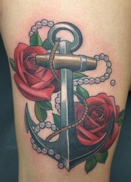 Anchor Thigh Tattoo