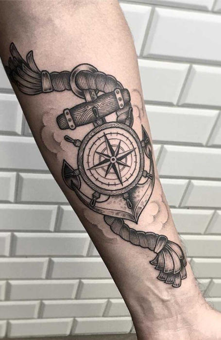 Anchor With Rope Tattoo