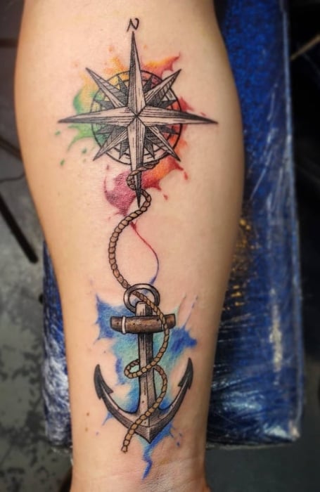 Fine line anchor tattoo on the wrist