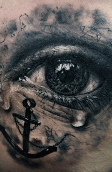 Anchor And Eye Tattoo