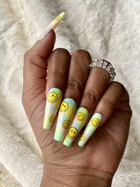 Ballerina Smiley Face Nails