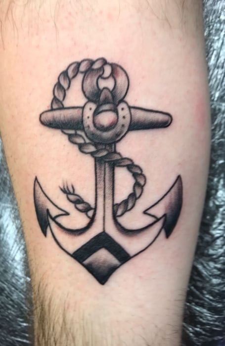 Compass and Anchor Nautical Tattoo On Sleeve