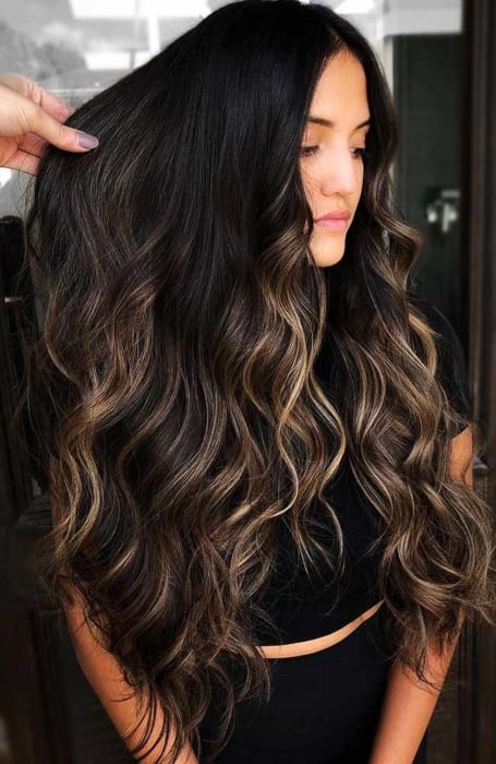 Caramel highlights sales on black hair