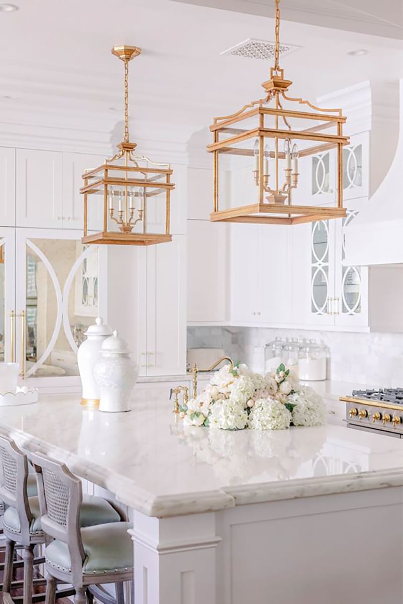 Chandeliers Over The Kitchen Bench