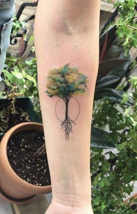 Colorful Tree Of Life Tattoo
