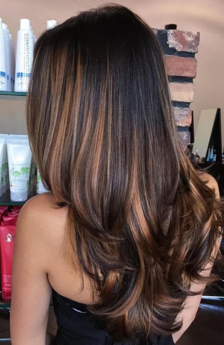 Dark Brown Hair Color With Caramel Highlights