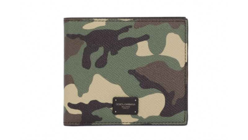 Dolce & Gabbana Camouflage Print Bi Fold Leather Wallet