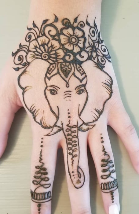 Henna Style Elephant Tattoo PNG Image With Transparent Background  TOPpng