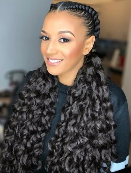 Feed In Braids With Curly Ends