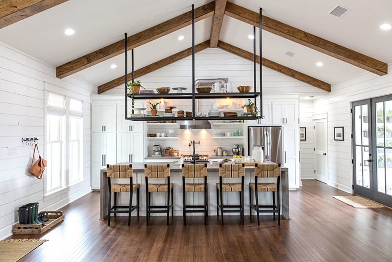 Hanging Shelves Over Island Bench