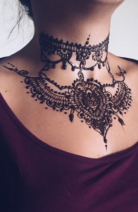 Henna Neck Tattoo