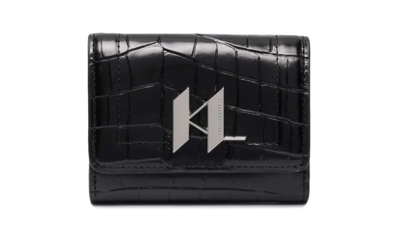 Karl Lagerfeld Small Croc Embossed Leather Wallet