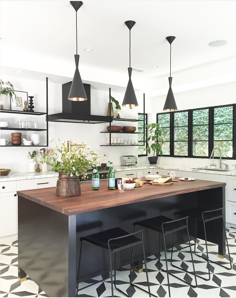 Kitchen With Patterned Floor Tiles