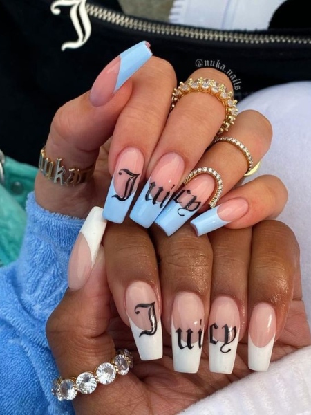 Lettering Design Ballerina Nails