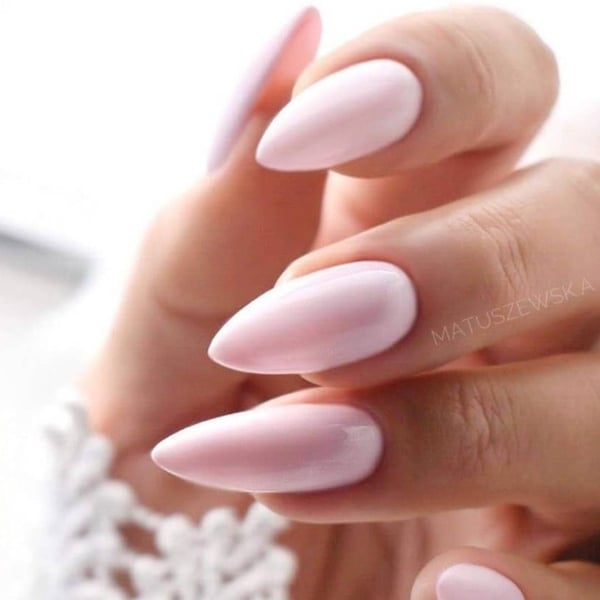 pink french tip almond nails  Lemon8 Search