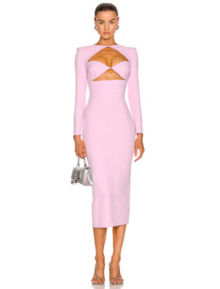 Pink Long Sleeved Cocktail Dresses