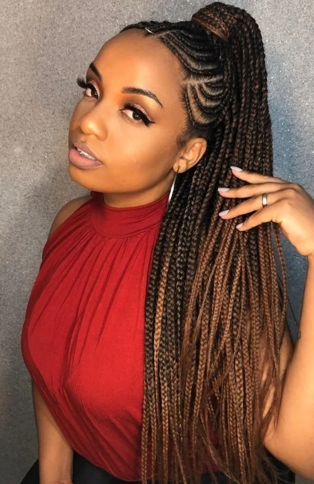 Ponytail Goddess Feed In Braids