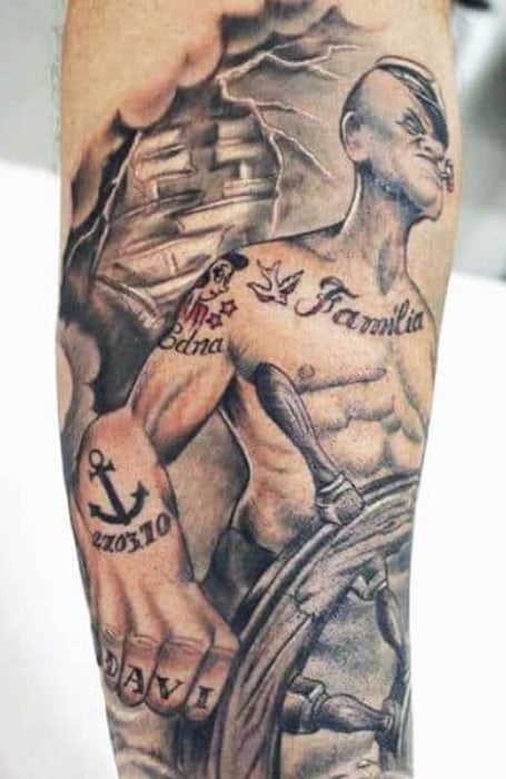 Popeye Anchor Tattoo