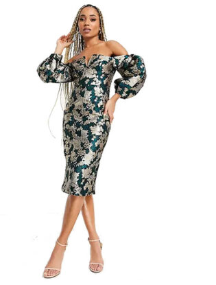 Printed Long Sleeve Cocktail Dresses