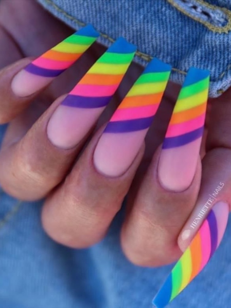 Rainbow Inspired Long Ballerina Nails