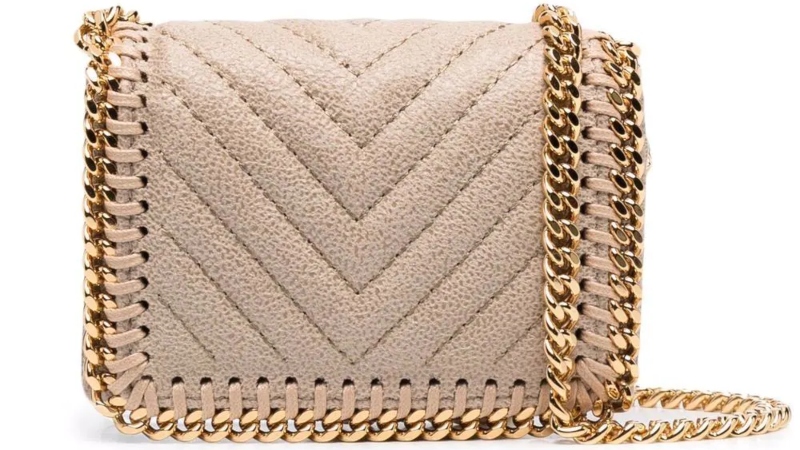 Stella Mccartney Falabella Chevron Quilted Chain Link Wallet Chain