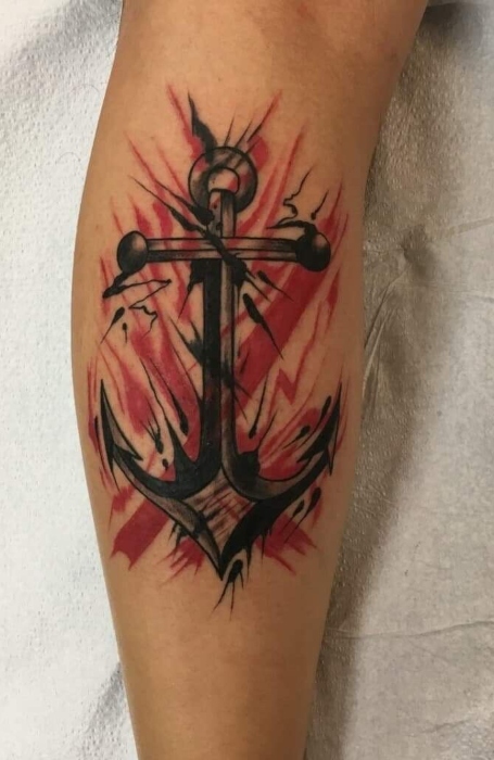 Trash Polka Anchor Tattoo