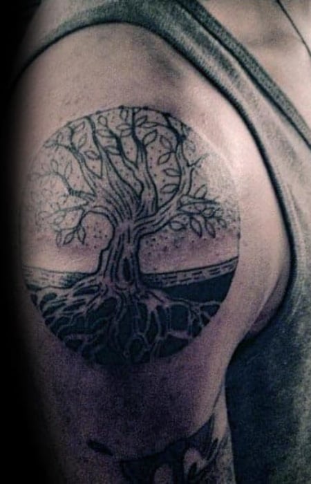 tree tattoo in a circle 07012020 012 circle tattoo tattoovaluenet   tattoovaluenet