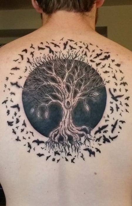 Tree Of Life With Birds Tattoo