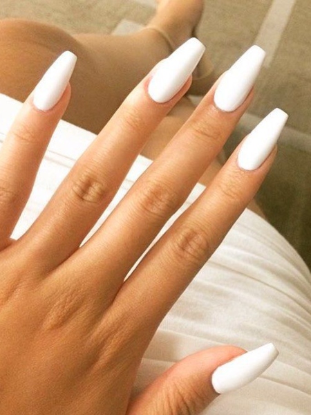White Long Ballerina Nails 