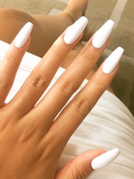 White Long Ballerina Nails 