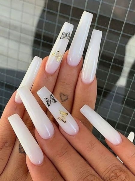 White Long Ballerina Nails