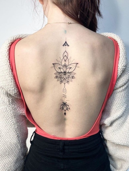 Lotus Flower Back Tattoo