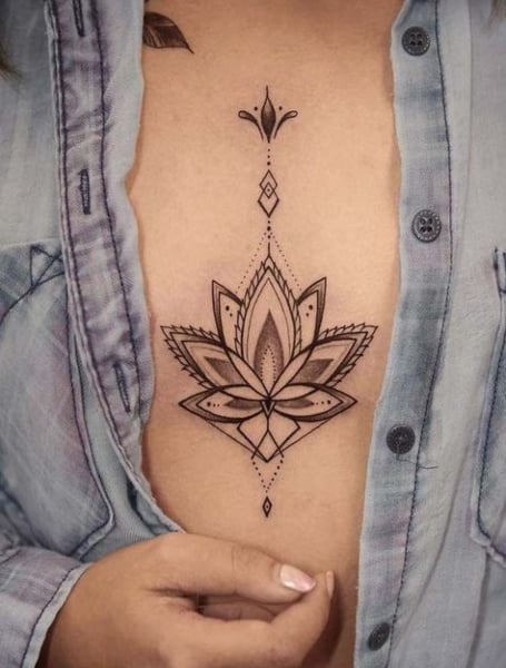 Lotus Flower Chest Tattoo